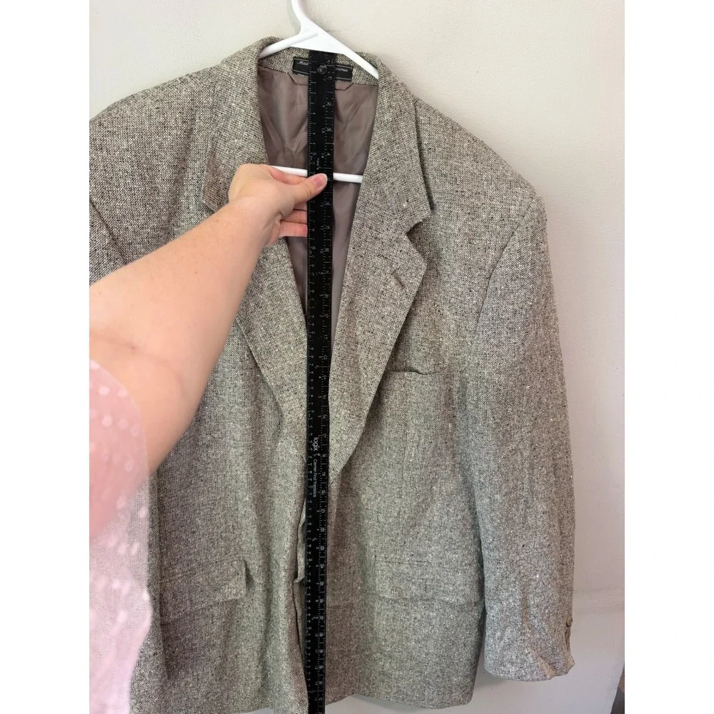 Bert Pulitzer Collectors Edition Mens 100% Silk Tweed Blazer Sport Coat Tan 31L